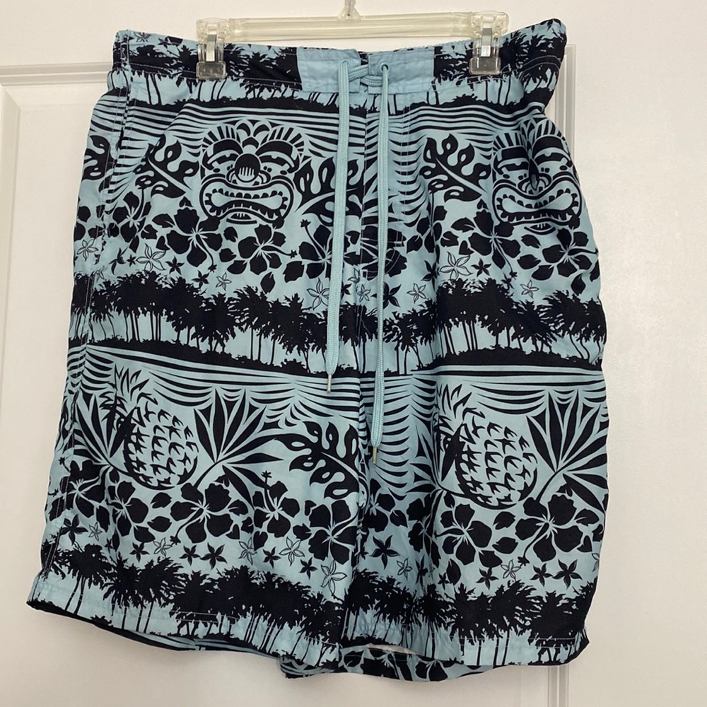 NWOT Mad Iguana Mens Hawaiian Print Swim Shorts With Lining Drawstring - Size XL